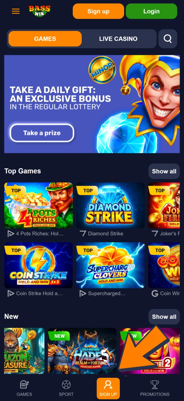 Create account or login to place bets on Bass Win esports.