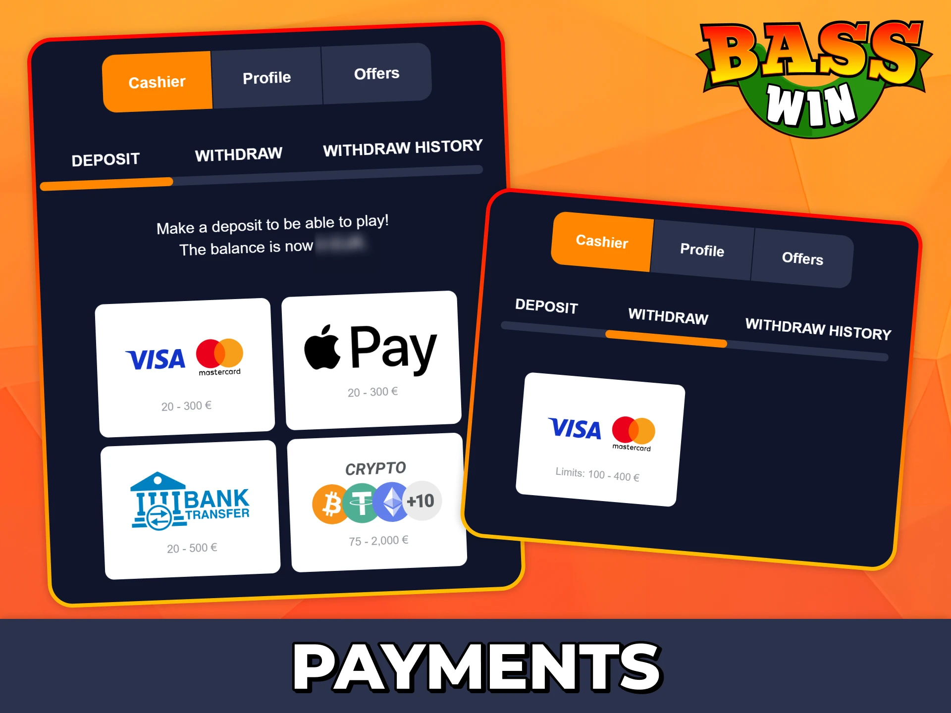 Make fast and secure payments at Bass Win app.