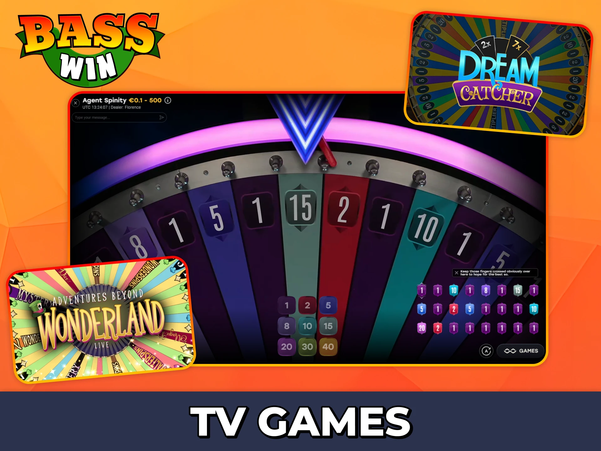 Enjoy colorful TV show games at Bass Win live casino.